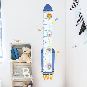 PIPPER | Autocolant de perete "Metru pentru copii - Rachetă" 129x38 cm