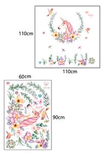 Autocolant de perete „Unicorn cu flori” 110x110cm