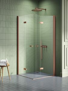 New Trendy New Soleo Copper Brushed cabină de duș 90x90 cm pătrat cupru periat/sticlă transparentă K-2085