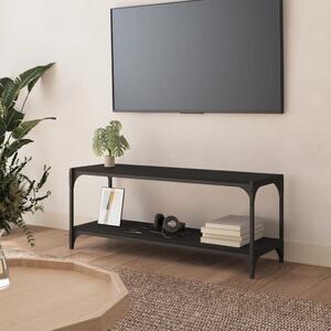 Comodă TV, negru, 100x33x41 cm, lemn prelucrat și oțel