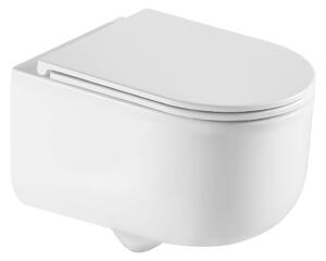 Invena Korfu vas wc cu capac soft-close agăţat fără margine cu spălare turbionară alb lucios CE-95-001
