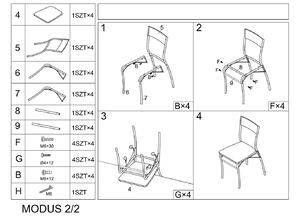 Set masa din MDF si metal + 4 scaune Modesta Stejar Sonoma / Crom, L110xl72xH75 cm