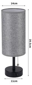 Brilagi - Lampă de masă cu port USB TABLON 1xE27/25W/230V negru/gri