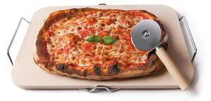 Set piatra coacere pizza si feliator, din ceramica, L30,5xl38 cm, Non Solo Pizza Crem