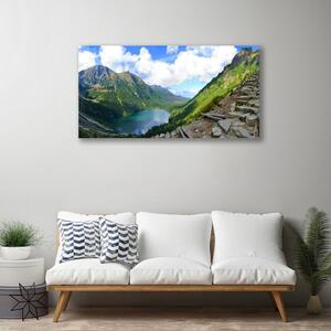 Tablou pe panza canvas Munții Peisaj Gri Verde Albastru