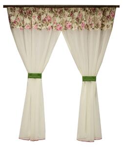 Perdea Velaria voal crep alb cu flori, 340x175 cm
