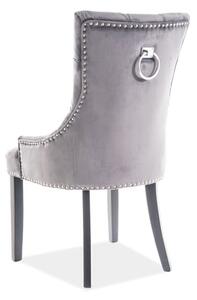 Scaun tapitat cu stofa si picioare din lemn, Eduardo Velvet Gri / Negru, l56xA63xH98 cm