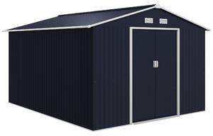Magazie de Depozitare de 277x322x192cm din Metal pentru Unelte de Gradina cu Usi Glisante Duble, Gri Inchis Outsunny | Aosom RO