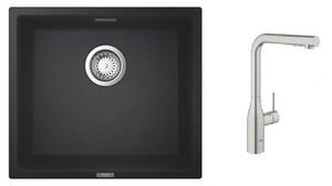 Set baterie bucătărie Grohe Essence 30270DC0, chiuvetă din granit Grohe K700 31653AP0