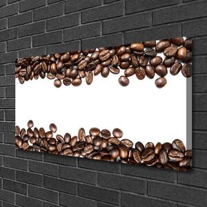 Tablou pe panza canvas Boabe de cafea Bucatarie Brun Alb