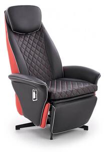 Fotoliu recliner tapitat Camaro negru-rosu H112-86 cm