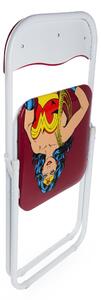 Scaun pliabil pentru copii, din metal si PVC, l44xA44xH80 cm, Superhero Wonder Woman
