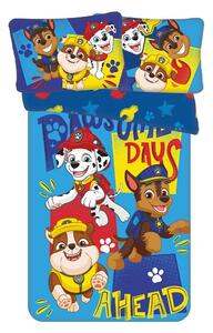 Lenjerie de pat pentru copii albastră din bumbac pentru pătuț 100x135 cm Paw Patrol "Pawsome days ahead" – Jerry Fabrics