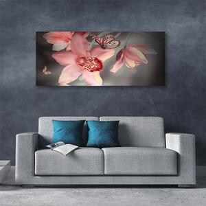 Tablou pe panza canvas Flori Floral Roz Gri