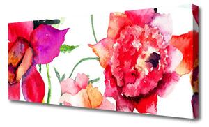 Tablou pe panza canvas Flori Art Rosu Roz Verde