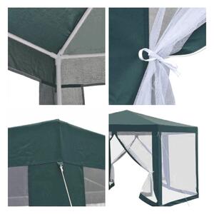 KONDELA Pavilion cort pentru grădină, 3,9x2,5x3,9m, verde / alb, RINGE TIP 1 6 laturi
