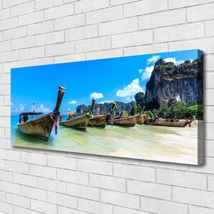 Tablou pe panza canvas Ambarcațiuni Sea Beach Peisaj Albastru Gri
