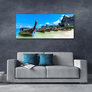 Tablou pe panza canvas Ambarcațiuni Sea Beach Peisaj Albastru Gri