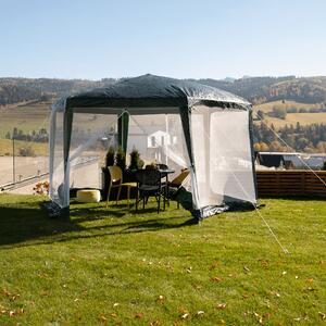 KONDELA Pavilion cort pentru grădină, 3,9x2,5x3,9m, verde / alb, RINGE TIP 1 6 laturi