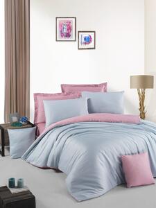 Lenjerie de pat pentru o persoana (DE), Blue - Rose, Victoria, Bumbac Satinat
