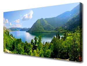 Tablou pe panza canvas Pădure Munți Lac Peisaj Verde Albastru