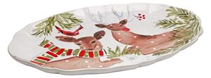 Tavă din gresie cu model de Crăciun Casafina Deer Friends, 50 x 32,5 cm