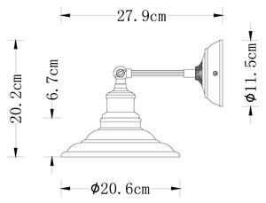 GTV Loret lampă de perete 1x40 W gri OS-LOR-E27-15-DEC