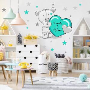 INSPIO-Autocolant textil - Sticker perete copii - Ursulet cu nume personalizat