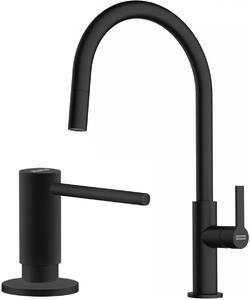 Set baterie bucătărie Franke Maris Slim J Pull-Out 115.0728.389, dozator de lichid Franke Active SM 119.0547.906