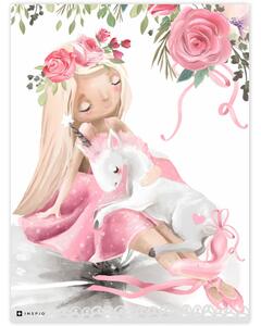 INSPIO-pictură Dibond - Picturi în camera pentru copii - Balerină cu unicorn
