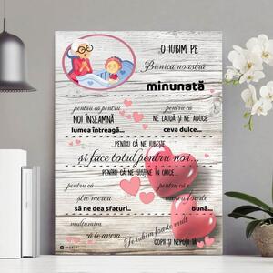 INSPIO-Producție cadouri și deco - Un cadou de Crăciun pentru bunica, de la copii și nepoți - dimensiune 40 x 30 cm. Livrăm în 24 de ore