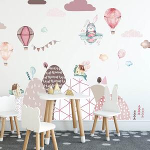 INSPIO-Autocolant textil - Autocolante pentru perete - Dealuri și baloane roz