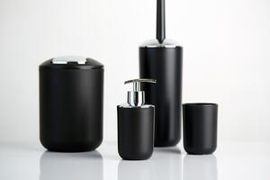 Perie pentru toaleta cu suport, Wenko, Brasil Black, 10 x 37 cm, plastic, negru
