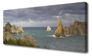 Tablou pe panza canvas Sea Rocks Peisaj Gri Albastru Verde