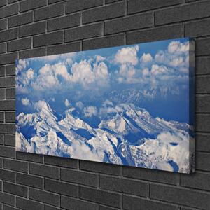 Tablou pe panza canvas Nori de munte Peisaj Alb Albastru Gri
