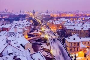 Fotografie Winter in Prague - city panorama, Henryk Sadura