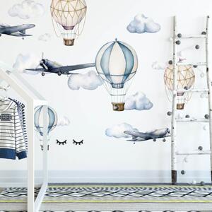 INSPIO-Autocolant textil - Autocolante pentru perete - Avioane și baloane în acuarelă