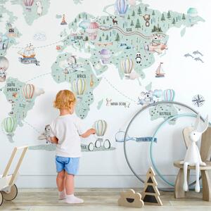INSPIO-Autocolant textil - Autocolant hartă pentru călătorie pentru camera copiilor