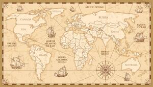 Harta Vector antique world map with countries boundaries, MicrovOne