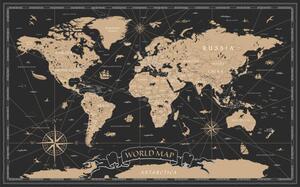 Harta World Map Vintage Black Golden Detailed - Vector, dikobraziy