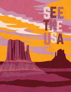 Ilustrație USA travel poster design template. Southwest, teddyandmia