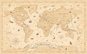 Harta World Map Vintage Old-Style - vector - layers, dikobraziy