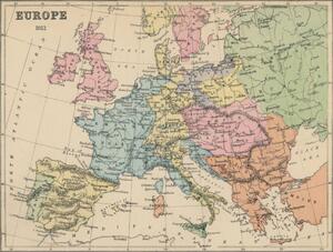 Harta Old chromolithograph map of Europe in 1812, mikroman6