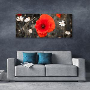 Tablou pe panza canvas Florale flori Roșu Gri