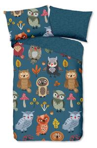 Lenjerie de pat din bumbac pentru copii Good Morning Owls, 140 x 200 cm