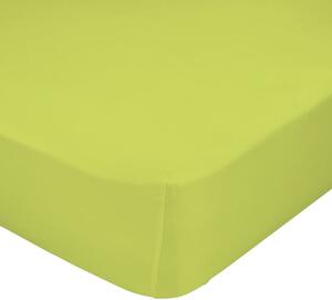 Cearșaf elastic din bumbac pur Happy Friday Basic, 90 x 200 cm, verde