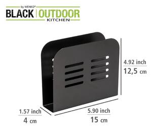 Suport pentru șervețele Wenko Black Outdoor Kitchen Baco, negru