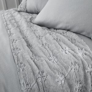 Lenjerie de pat din fleece Catherine Lansfield Snowflake, 135 x 200 cm, gri