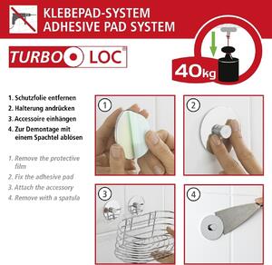 Suport pentru hartie igienica, Wenko, Turbo-Loc®, 16.5 x 24.5 x 14 cm, inox