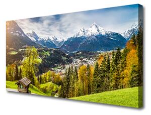 Tablou pe panza canvas Alpi Peisaj Verde Albastru